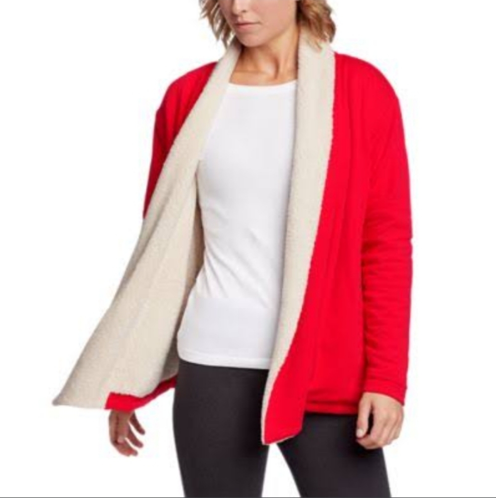 Eddie Bauer snow lodge sherpa lined wrap. Salsa (Red). Woman's Size sm…